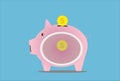 Piggy bank. savings pig penetrate inside