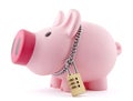 Piggy bank secured with padlock Royalty Free Stock Photo