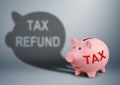 Piggy bank with shadow, tax refund concept