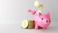 piggy bank shaped like a pig , Investing and building wealth.,3d rendering