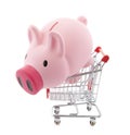Piggy bank with shopping cart Royalty Free Stock Photo