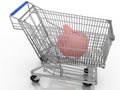 Piggy bank in a shopping cart Royalty Free Stock Photo