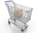 Piggy bank in a shopping cart Royalty Free Stock Photo