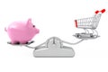 Piggy Bank and Shopping Cart Balancing on a Simple Weighting Sc