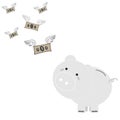 Piggy Bank Show Regret Feeling To See Dollars Flying Away Royalty Free Stock Photo