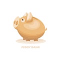 Piggy bank simple vector illustration in flat style. Icon saving or accumulation of money Royalty Free Stock Photo