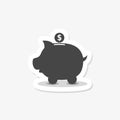 Piggy bank sticker icon isolated on white background. Piggy bank icon in trendy design style Royalty Free Stock Photo