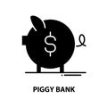 piggy bank symbol icon, black vector sign with editable strokes, concept illustration Royalty Free Stock Photo
