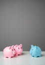 The piggy bank sympathizes with its brother for his poor health. Royalty Free Stock Photo