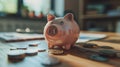 The Piggy Bank on Table.AI generated image Royalty Free Stock Photo