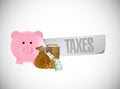 Piggy bank taxes sign illustration design