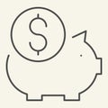Piggy bank thin line icon. Savings vector illustration isolated on white. Finance outline style design, designed for web