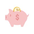 Piggy bank, time is money, savings and profit pig Royalty Free Stock Photo