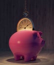Piggy bank with time saving concept
