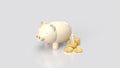 The piggy bank and coins for saving or business concept 3d rendering Royalty Free Stock Photo