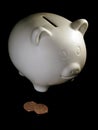 Piggy bank and two cents Royalty Free Stock Photo