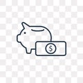 Piggy bank vector icon isolated on transparent background, linear Piggy bank transparency concept can be used web and mobile