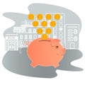 Piggy bank vector illustration. Icon saving or accumulation of money. Icon piggy bank in a flat style, isolated. The concept of ba Royalty Free Stock Photo