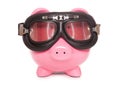 Piggy bank wearing googles