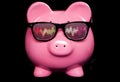 Piggy bank wearing raving glasses