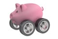 Piggy bank with wheels Royalty Free Stock Photo