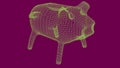 Piggy Bank wireframe poly mesh 3d render illustration