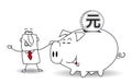 Piggy bank and yuan