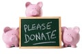 Donation box message piggy bank charity fund isolated Royalty Free Stock Photo