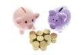 Piggy Banks with Coins Royalty Free Stock Photo