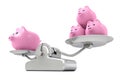 Piggy Banks over Simple Balance Weighting Scale. 3d Rendering