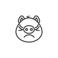 Piggy displeased face emoji line icon