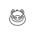 Piggy displeased face emoticon line icon