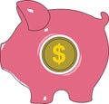 Piggy Dollar Bank. Vector illustration.