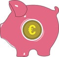 Piggy Euro Bank. Vector illustration.