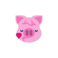 Piggy Face Blowing A Kiss Emoji Flat Icon