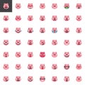 Piggy face emoticon elements collection