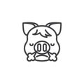 Piggy Face With Steam From Nose Emoji line icon