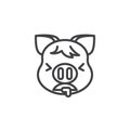 Piggy Face Vomiting Emoji line icon