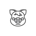 Piggy flushed face emoji line icon