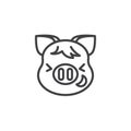 Piggy Grinning squinting face emoji line icon