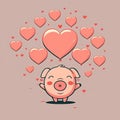 Piggy hearts cute illustration