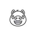 Piggy in love emoji line icon Royalty Free Stock Photo
