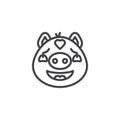 Piggy in love face emoticon line icon Royalty Free Stock Photo