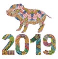 Piggy with number 2019 for adults vector