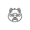 Piggy offended face emoticon line icon