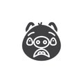 Piggy offended face emoticon vector icon
