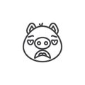 Piggy sad face emoticon line icon Royalty Free Stock Photo
