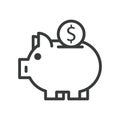 Piggy savings line style icon