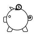 Piggy savings line style icon