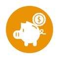 Piggy savings money with coin